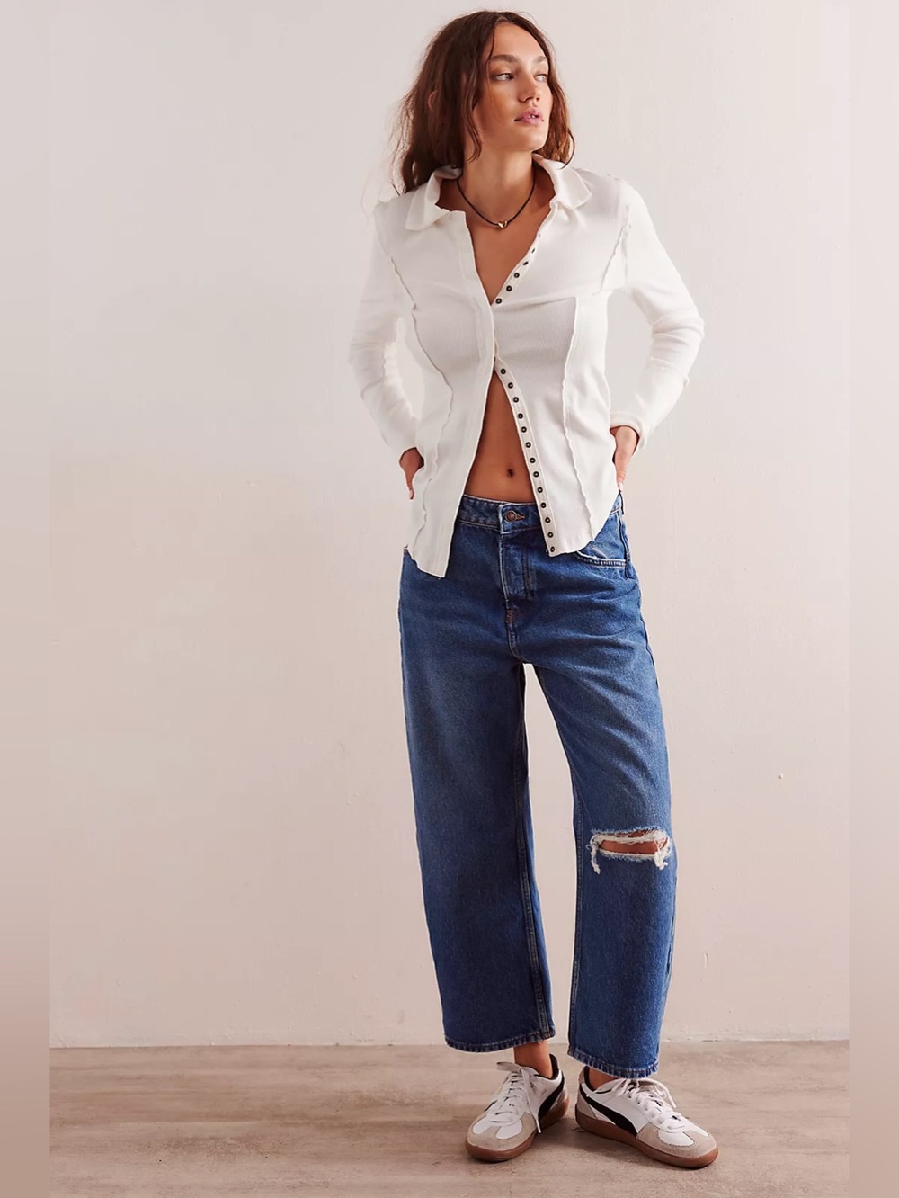 NWT FREE PEOPLE WE THE FREE Deep Trance Dropped Boyfriend Jeans | Meditation $98